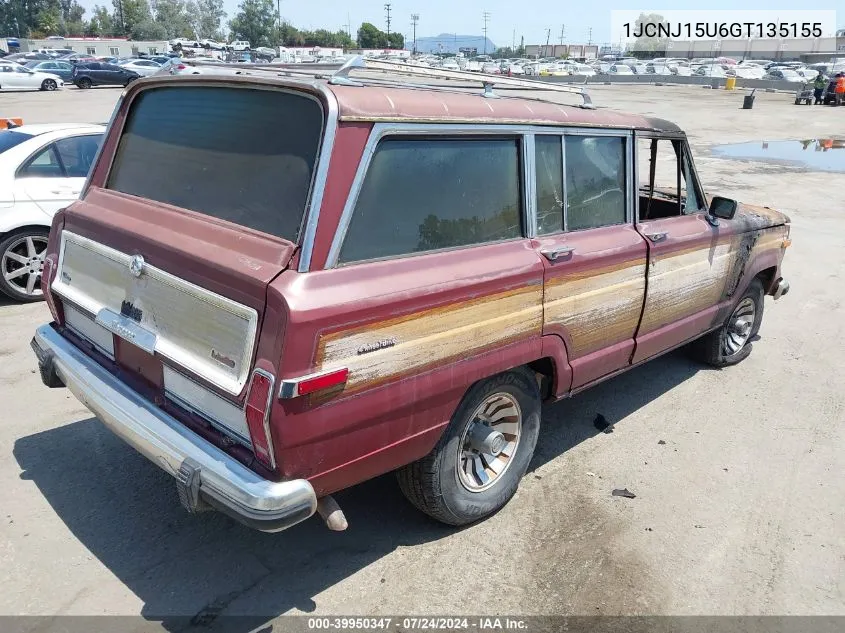 1986 Jeep Grand Wagoneer VIN: 1JCNJ15U6GT135155 Lot: 39950347