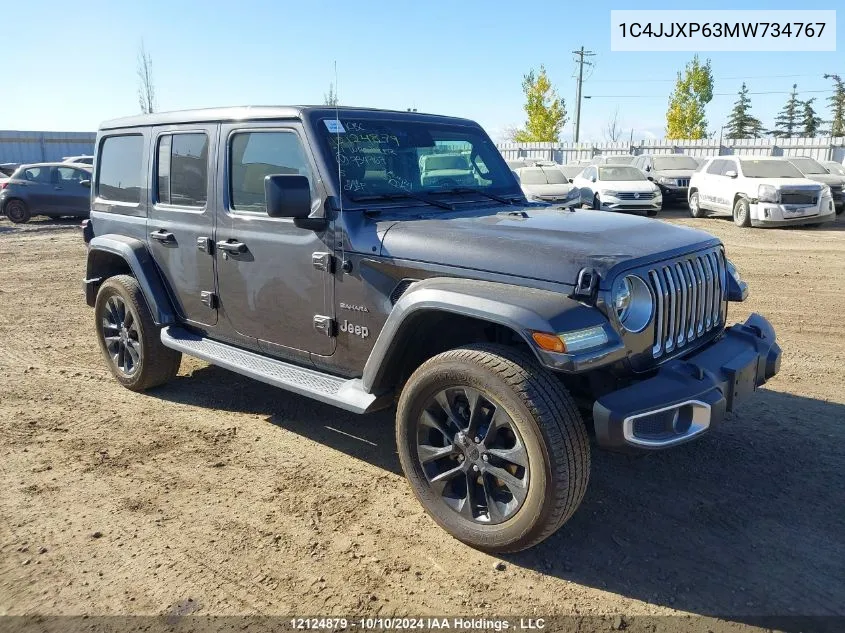 2021 Jeep Wrangler 4Xe Unlimited Sahara VIN: 1C4JJXP63MW734767 Lot: 12124879