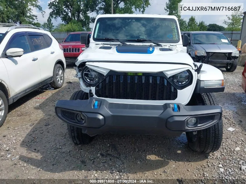 2021 Jeep Wrangler 4Xe Unlimited Rubicon 4X4 VIN: 1C4JJXR67MW716687 Lot: 39971805