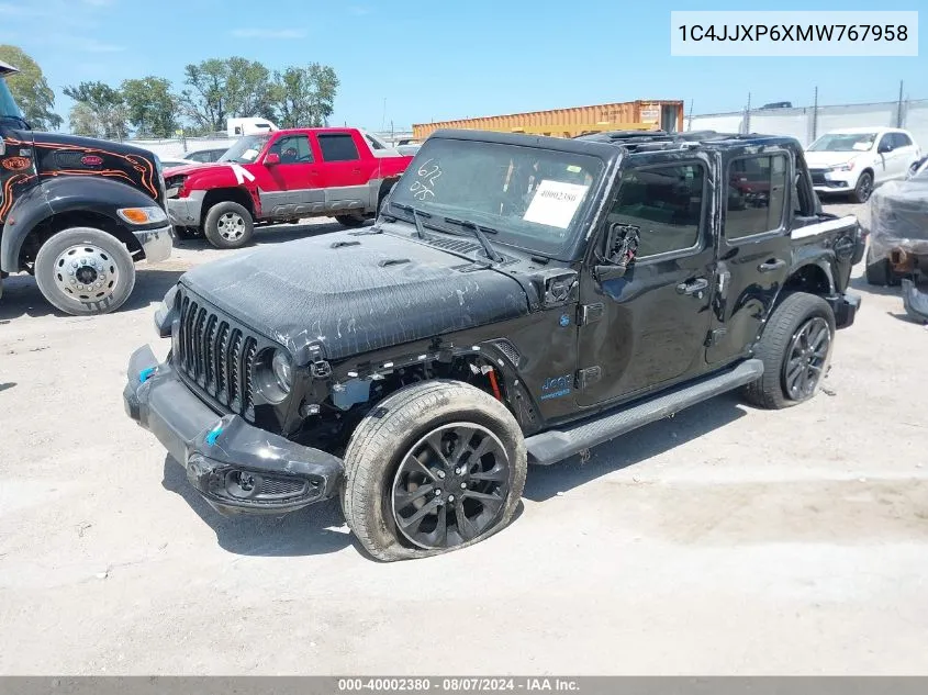 2021 Jeep Wrangler 4Xe Unlimited High Altitude 4X4 VIN: 1C4JJXP6XMW767958 Lot: 40002380