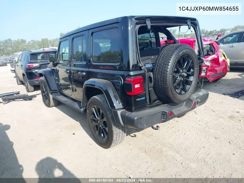 2021 Jeep Wrangler 4Xe Unlimited Sahara 4X4 VIN: 1C4JJXP60MW854655 Lot: 40150163