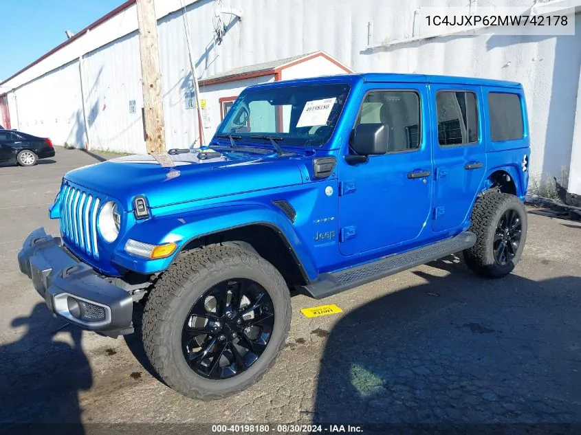 2021 Jeep Wrangler 4Xe Unlimited Sahara 4X4 VIN: 1C4JJXP62MW742178 Lot: 40198180