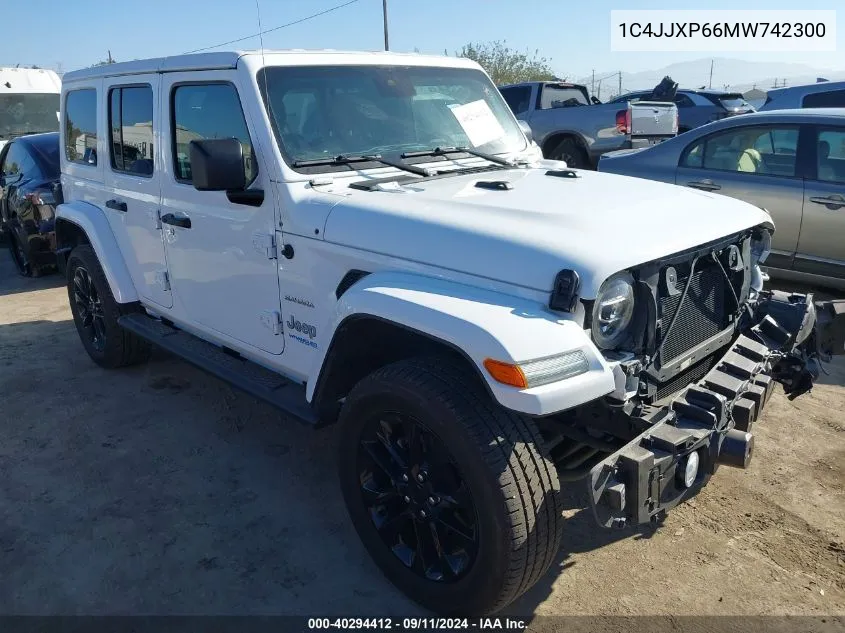 2021 Jeep Wrangler 4Xe Unlimited Sahara 4X4 VIN: 1C4JJXP66MW742300 Lot: 40294412