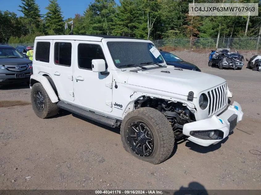 2021 Jeep Wrangler 4Xe Unlimited High Altitude 4X4 VIN: 1C4JJXP63MW767963 Lot: 40341176