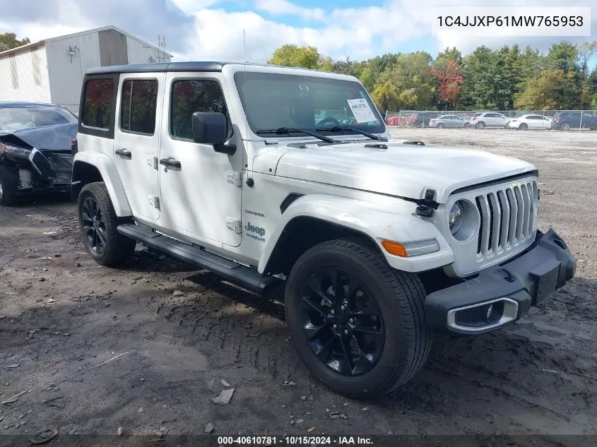 2021 Jeep Wrangler 4Xe Unlimited Sahara 4X4 VIN: 1C4JJXP61MW765953 Lot: 40610781