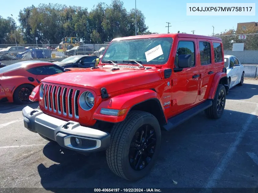 2021 Jeep Wrangler 4Xe Unlimited Sahara 4X4 VIN: 1C4JJXP67MW758117 Lot: 40654197