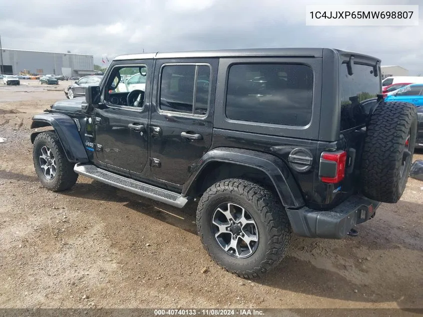 2021 Jeep Wrangler 4Xe Unlimited Sahara 4X4 VIN: 1C4JJXP65MW698807 Lot: 40740133