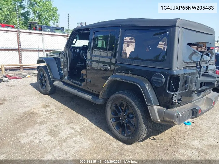 2022 Jeep Wrangler 4Xe Unlimited Sahara 4X4 VIN: 1C4JJXP65NW205483 Lot: 39315147