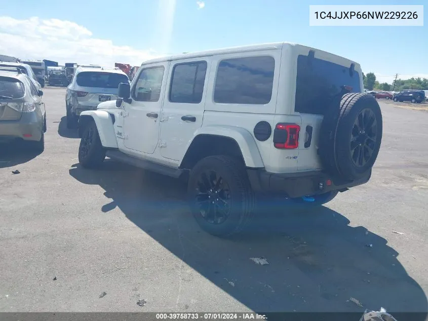 2022 Jeep Wrangler 4Xe Unlimited Sahara 4X4 VIN: 1C4JJXP66NW229226 Lot: 39758733