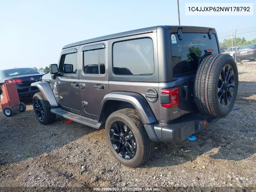 2022 Jeep Wrangler 4Xe Unlimited Sahara 4X4 VIN: 1C4JJXP62NW178792 Lot: 39996503