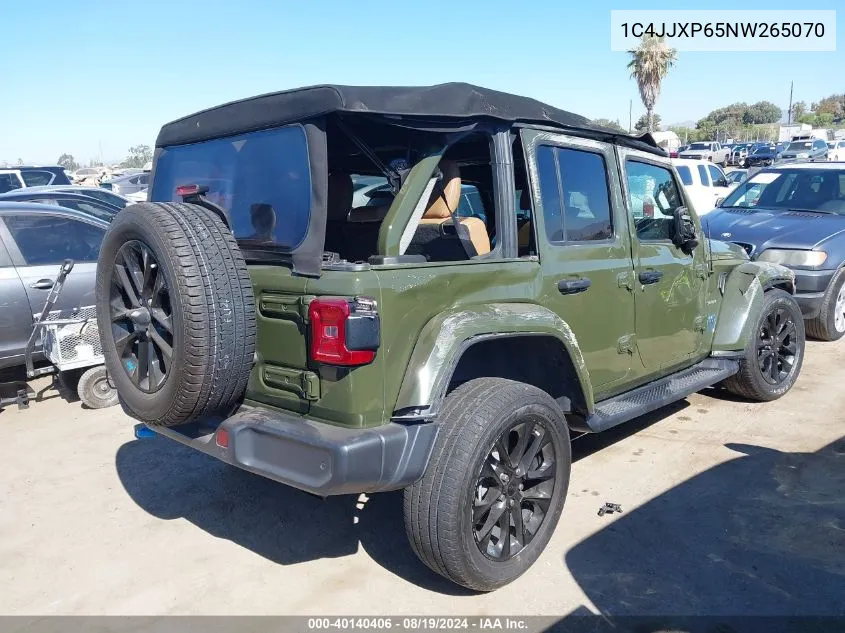 2022 Jeep Wrangler 4Xe Unlimited Sahara 4X4 VIN: 1C4JJXP65NW265070 Lot: 40140406