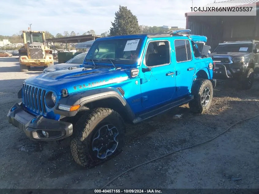 2022 Jeep Wrangler 4Xe Unlimited Rubicon 4X4 VIN: 1C4JJXR66NW205537 Lot: 40457155