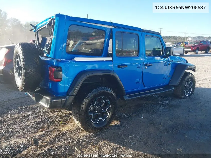 2022 Jeep Wrangler 4Xe Unlimited Rubicon 4X4 VIN: 1C4JJXR66NW205537 Lot: 40457155