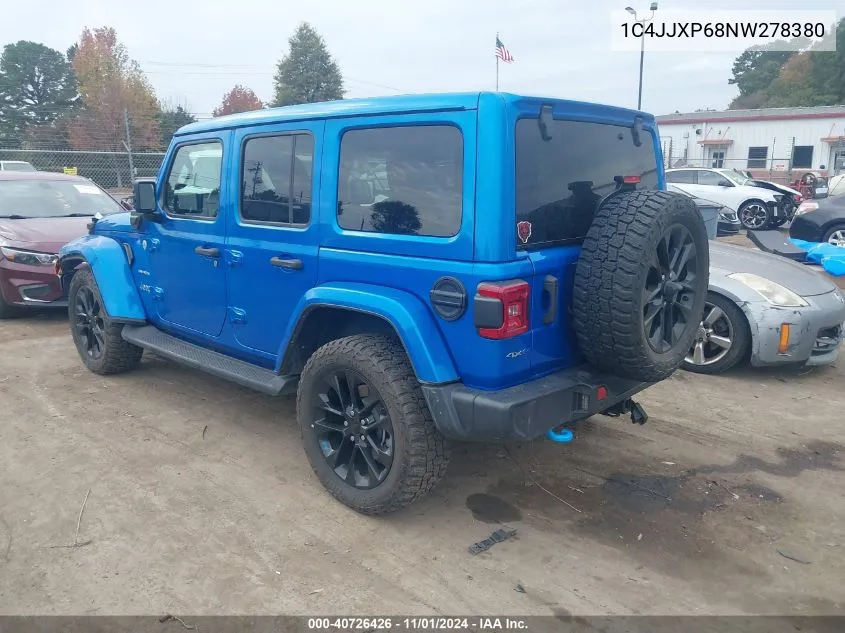 2022 Jeep Wrangler 4Xe Unlimited Sahara 4X4 VIN: 1C4JJXP68NW278380 Lot: 40726426