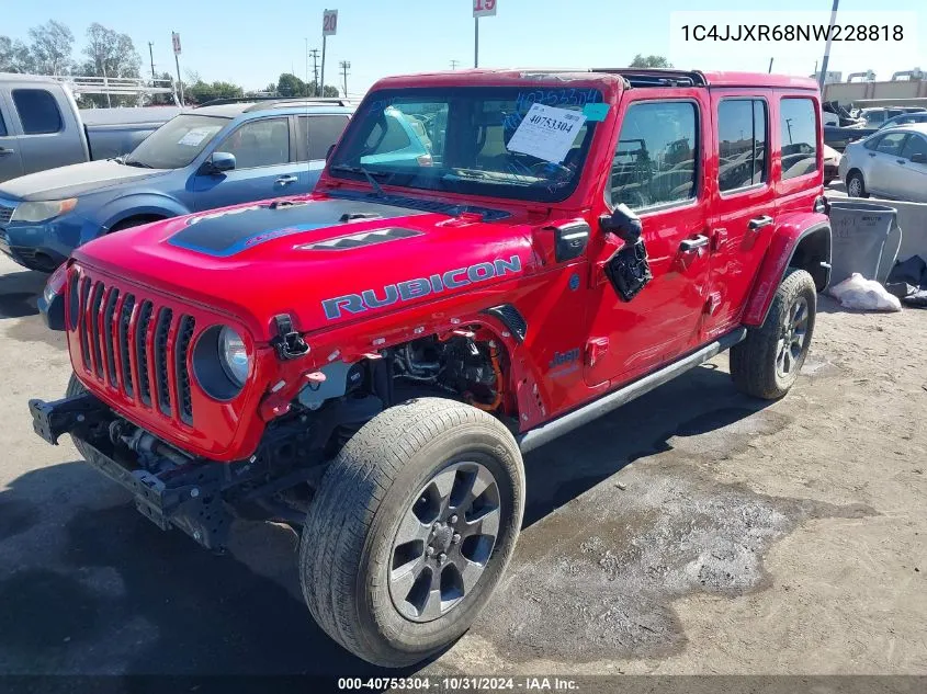 2022 Jeep Wrangler 4Xe Unlimited Rubicon 4X4 VIN: 1C4JJXR68NW228818 Lot: 40753304