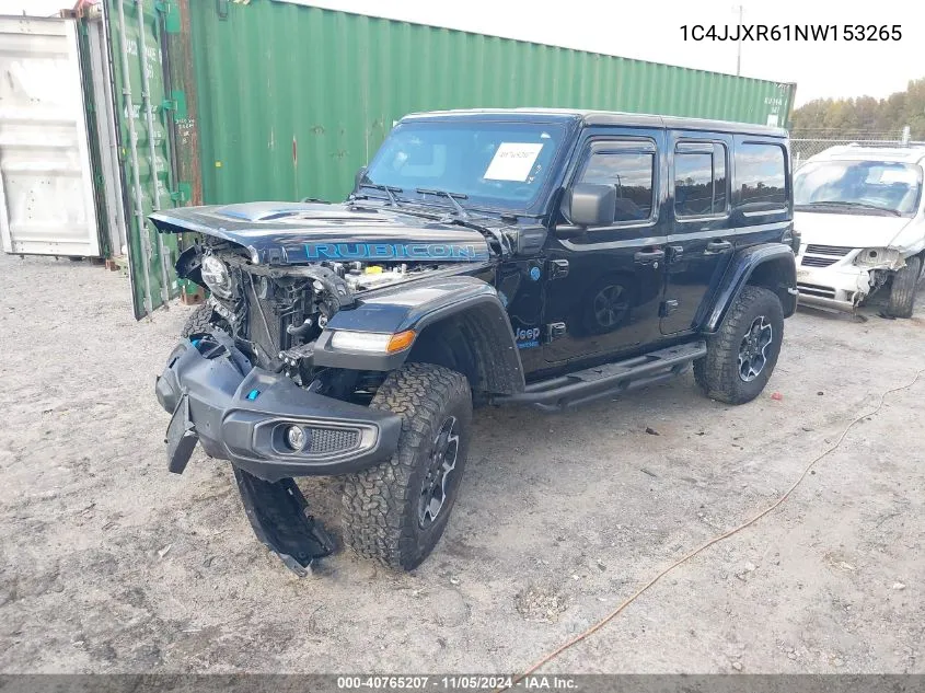 2022 Jeep Wrangler 4Xe Unlimited Rubicon 4X4 VIN: 1C4JJXR61NW153265 Lot: 40765207