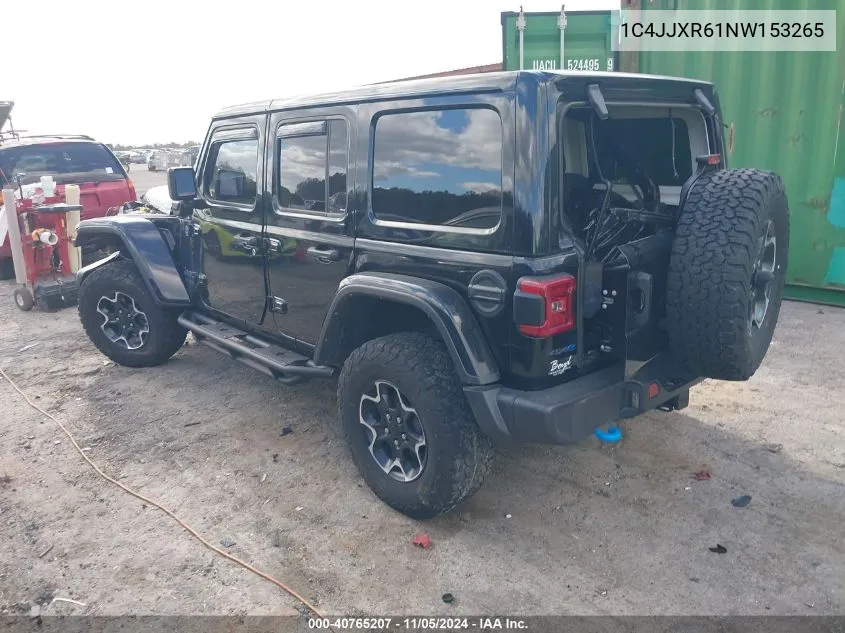 2022 Jeep Wrangler 4Xe Unlimited Rubicon 4X4 VIN: 1C4JJXR61NW153265 Lot: 40765207