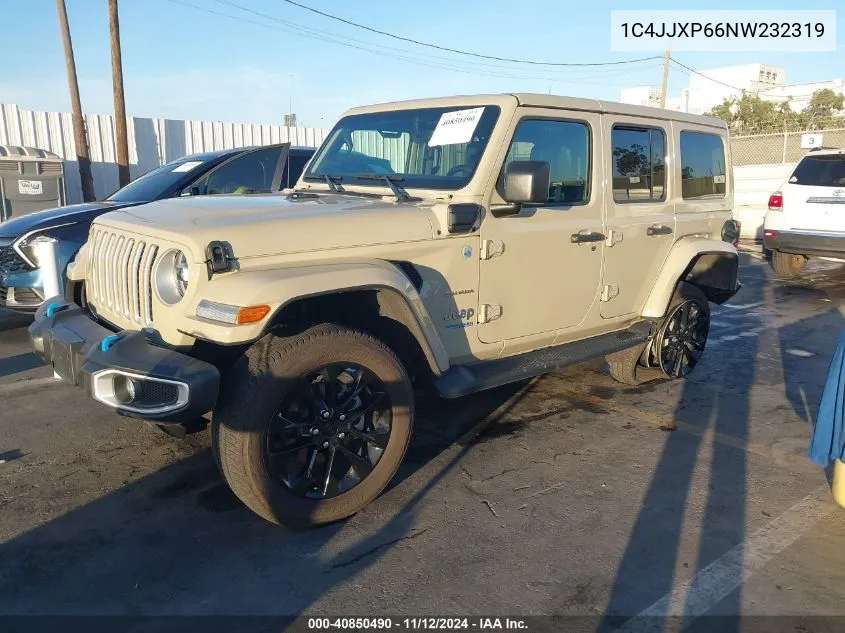 2022 Jeep Wrangler 4Xe Unlimited Sahara 4X4 VIN: 1C4JJXP66NW232319 Lot: 40850490