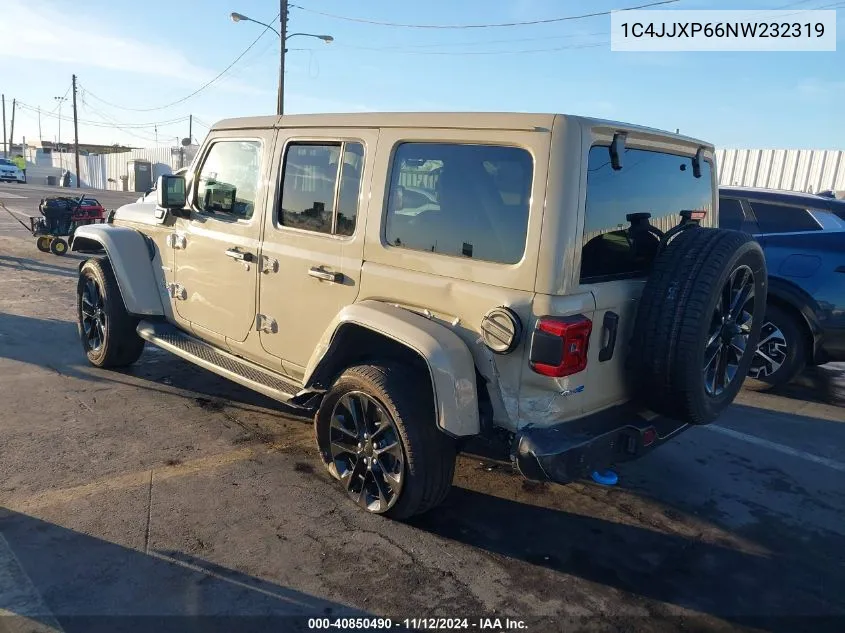 2022 Jeep Wrangler 4Xe Unlimited Sahara 4X4 VIN: 1C4JJXP66NW232319 Lot: 40850490