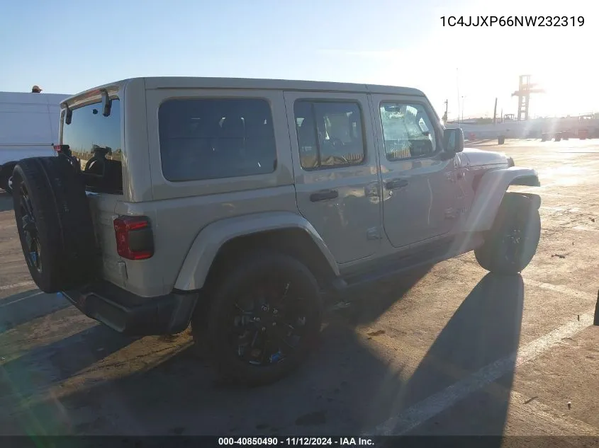 2022 Jeep Wrangler 4Xe Unlimited Sahara 4X4 VIN: 1C4JJXP66NW232319 Lot: 40850490