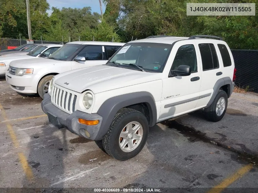 2002 Jeep Liberty Sport VIN: 1J4GK48K02W115505 Lot: 40306689