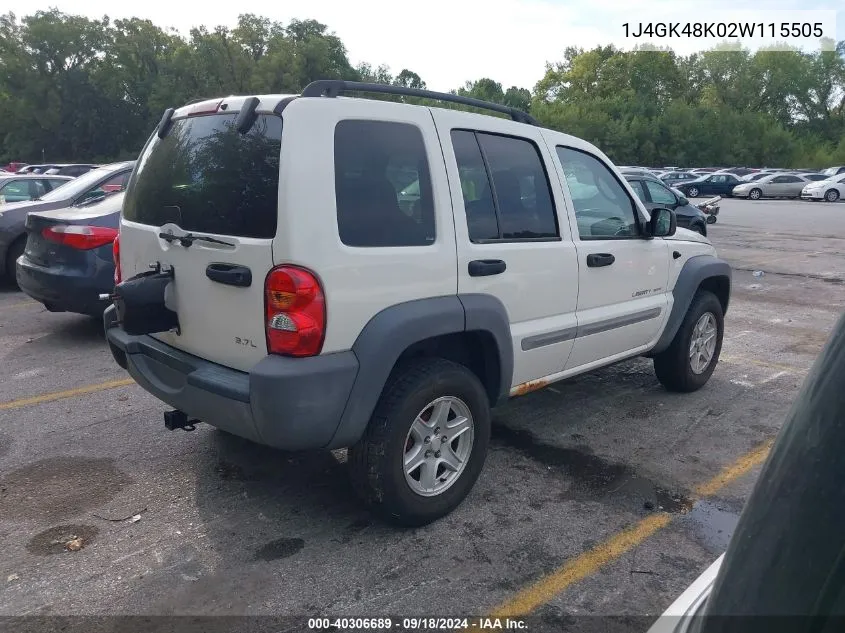 2002 Jeep Liberty Sport VIN: 1J4GK48K02W115505 Lot: 40306689