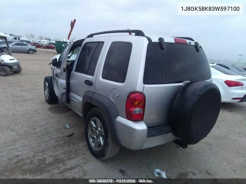 2003 Jeep Liberty Limited VIN: 1J8GK58K83W597100 Lot: 39235772