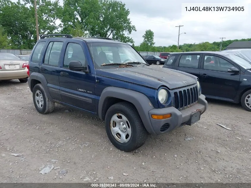 2003 Jeep Liberty Sport VIN: 1J4GL48K13W734905 Lot: 39398343