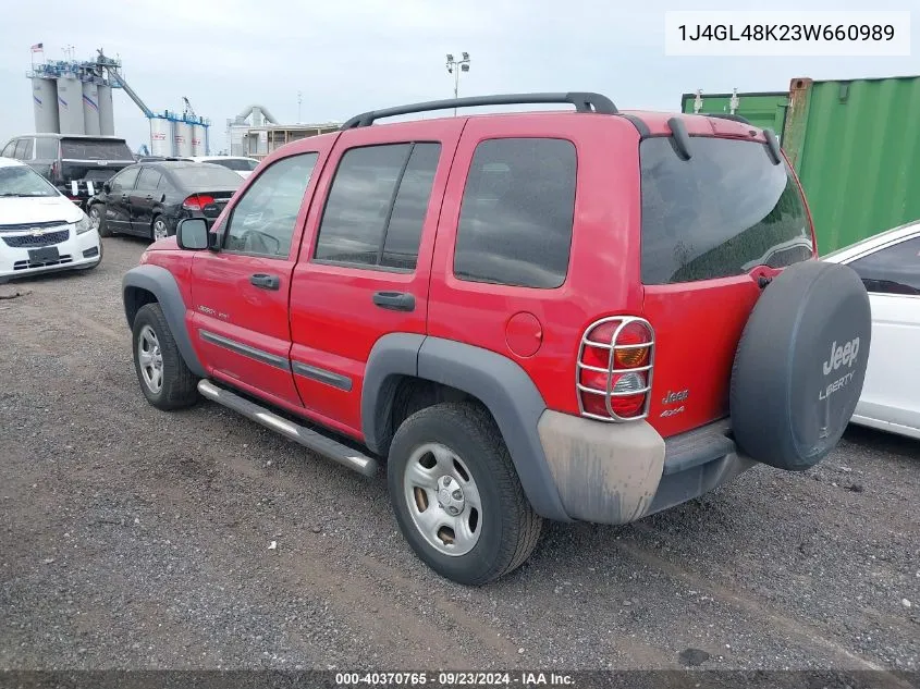 2003 Jeep Liberty Sport VIN: 1J4GL48K23W660989 Lot: 40370765