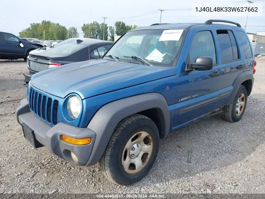 2003 Jeep Liberty Sport VIN: 1J4GL48K33W627662 Lot: 40400533