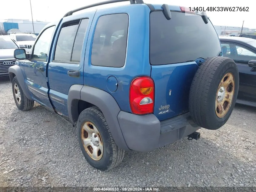 2003 Jeep Liberty Sport VIN: 1J4GL48K33W627662 Lot: 40400533