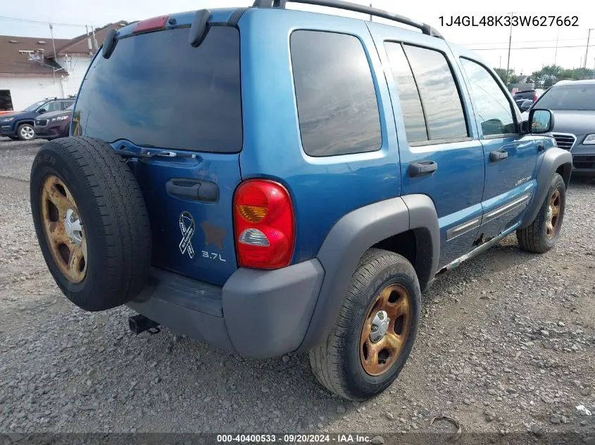 2003 Jeep Liberty Sport VIN: 1J4GL48K33W627662 Lot: 40400533