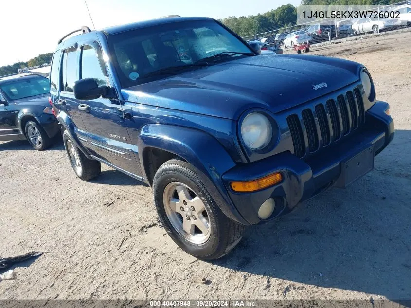 2003 Jeep Liberty Limited Edition VIN: 1J4GL58KX3W726002 Lot: 40407948