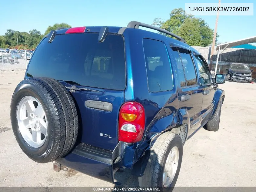 2003 Jeep Liberty Limited Edition VIN: 1J4GL58KX3W726002 Lot: 40407948