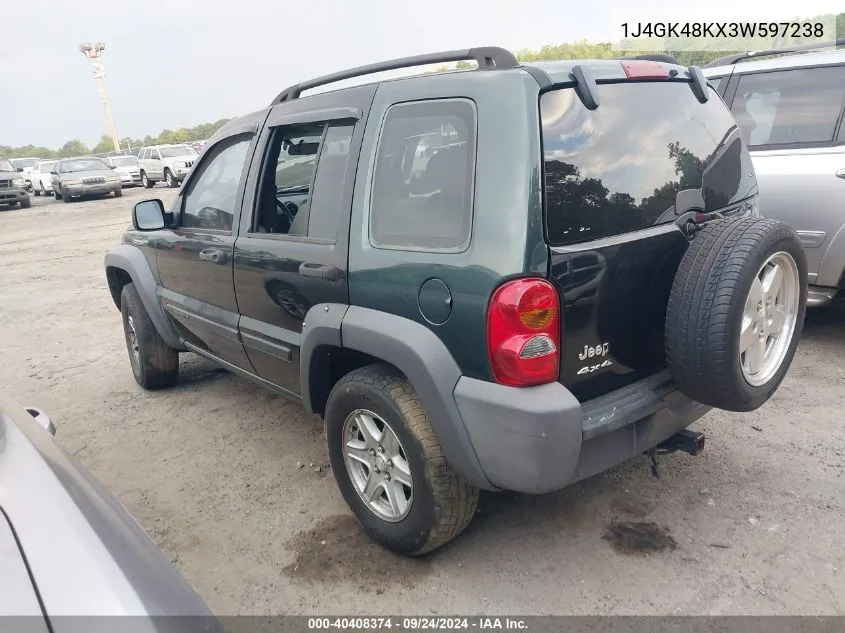 2003 Jeep Liberty Sport VIN: 1J4GK48KX3W597238 Lot: 40408374