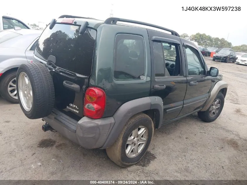 2003 Jeep Liberty Sport VIN: 1J4GK48KX3W597238 Lot: 40408374