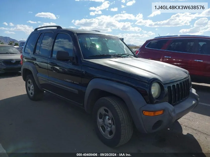 2003 Jeep Liberty Sport VIN: 1J4GL48KX3W638576 Lot: 40408406