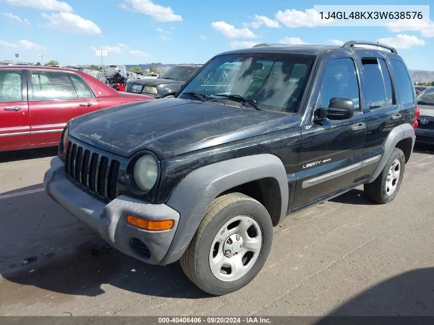 2003 Jeep Liberty Sport VIN: 1J4GL48KX3W638576 Lot: 40408406