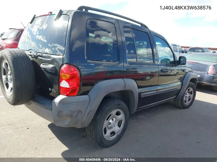 2003 Jeep Liberty Sport VIN: 1J4GL48KX3W638576 Lot: 40408406