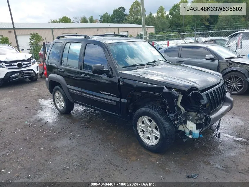 2003 Jeep Liberty Sport VIN: 1J4GL48K33W635602 Lot: 40484487