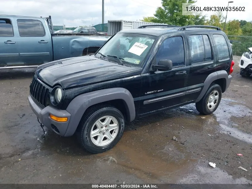 2003 Jeep Liberty Sport VIN: 1J4GL48K33W635602 Lot: 40484487