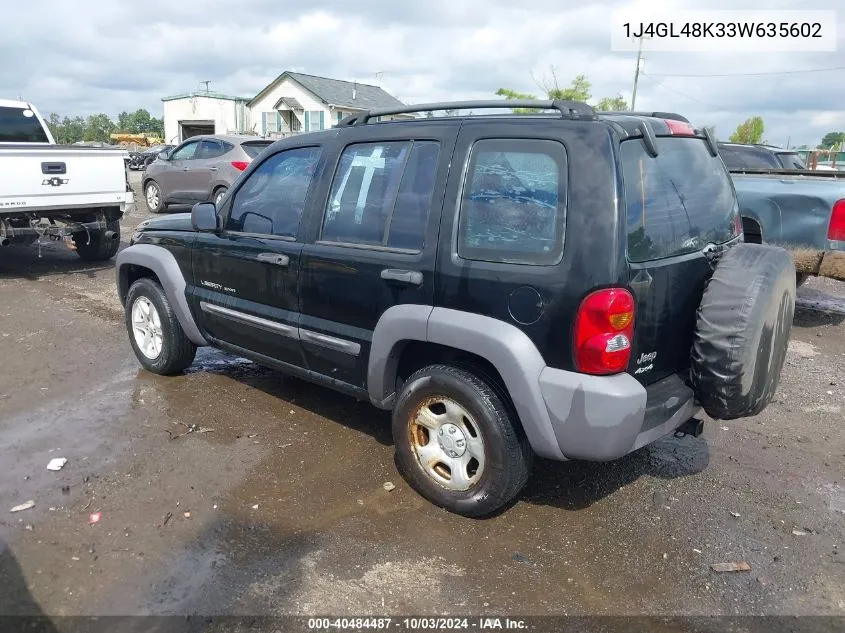 1J4GL48K33W635602 2003 Jeep Liberty Sport