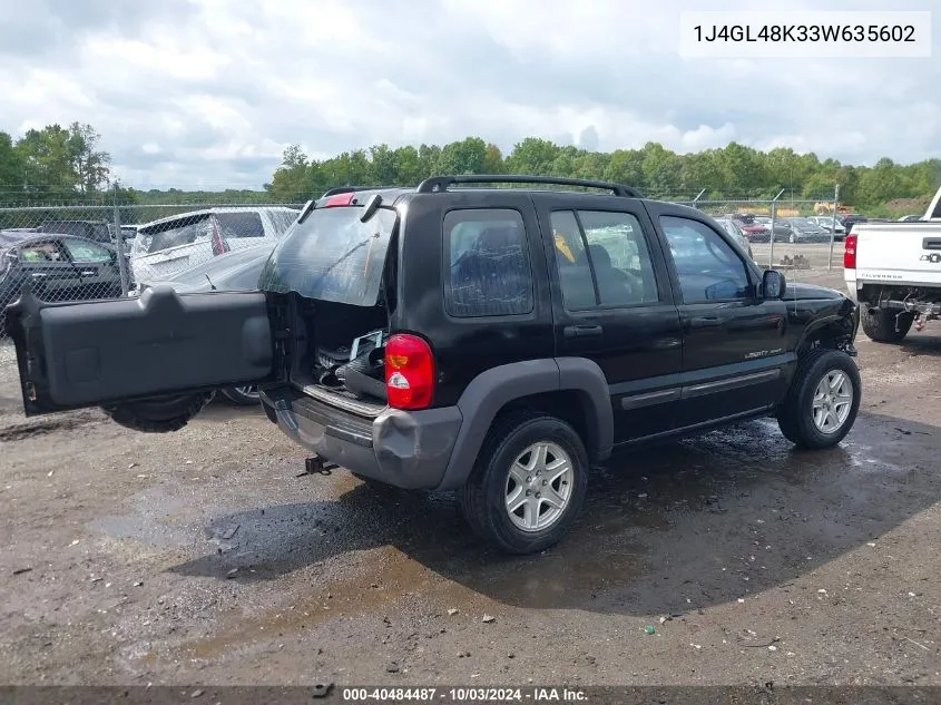 2003 Jeep Liberty Sport VIN: 1J4GL48K33W635602 Lot: 40484487