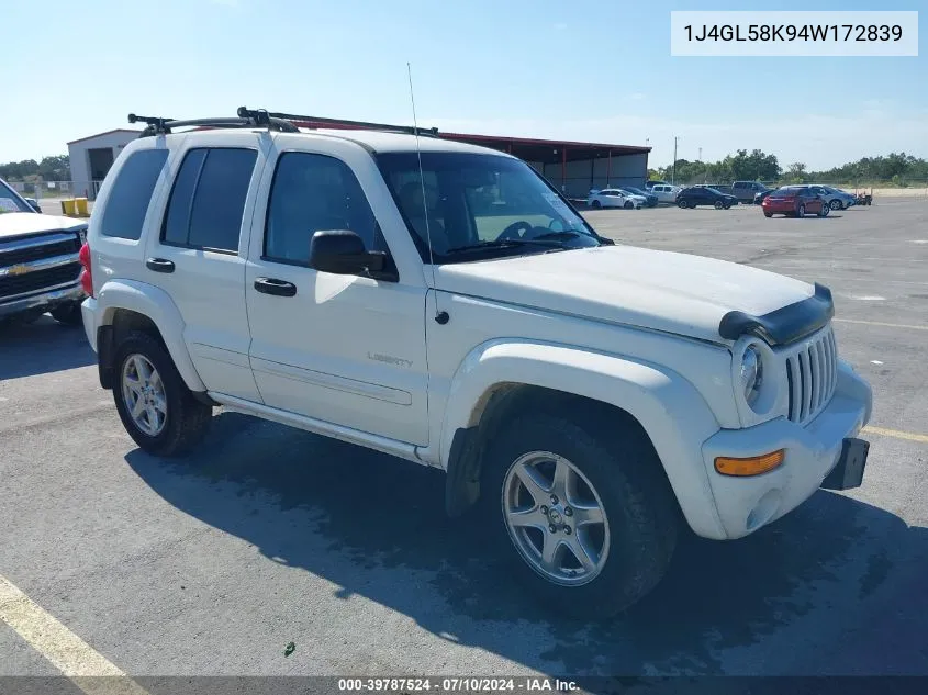 2004 Jeep Liberty Limited Edition VIN: 1J4GL58K94W172839 Lot: 39787524