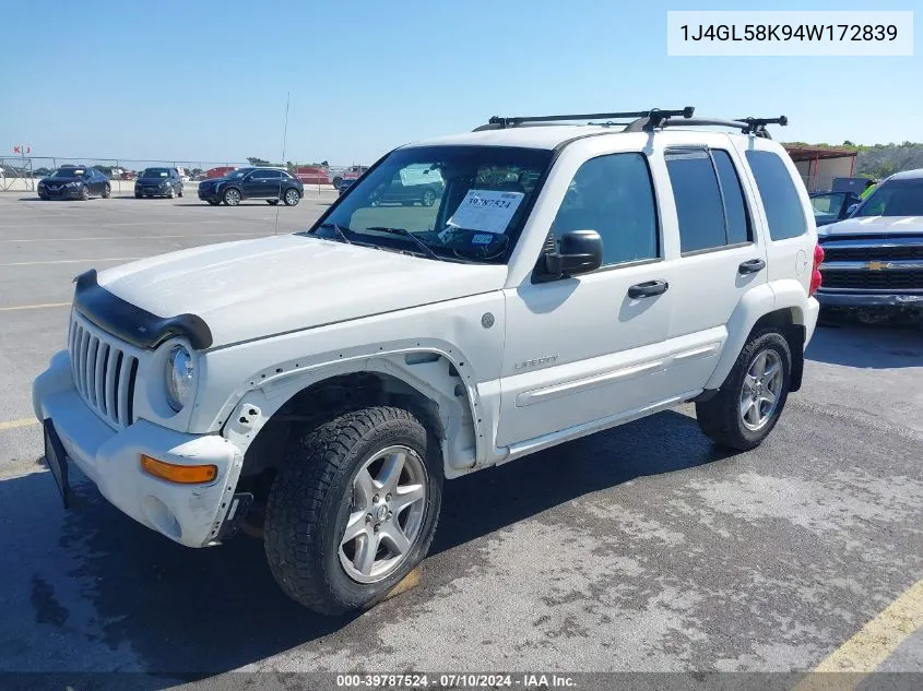 2004 Jeep Liberty Limited Edition VIN: 1J4GL58K94W172839 Lot: 39787524