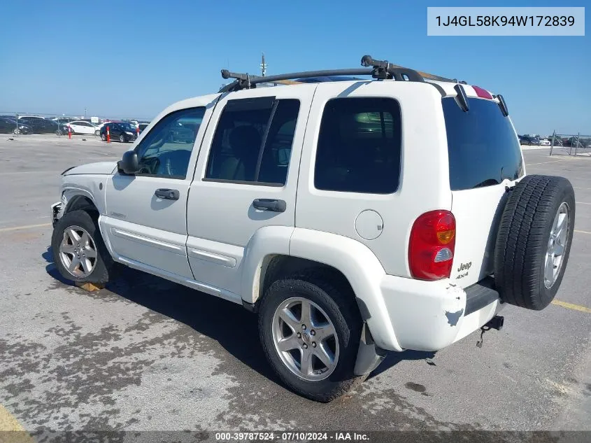 2004 Jeep Liberty Limited Edition VIN: 1J4GL58K94W172839 Lot: 39787524