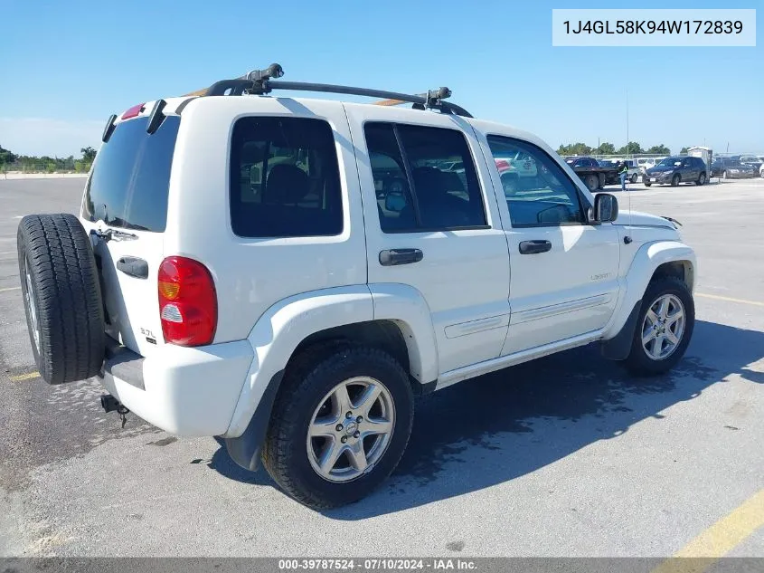 2004 Jeep Liberty Limited Edition VIN: 1J4GL58K94W172839 Lot: 39787524