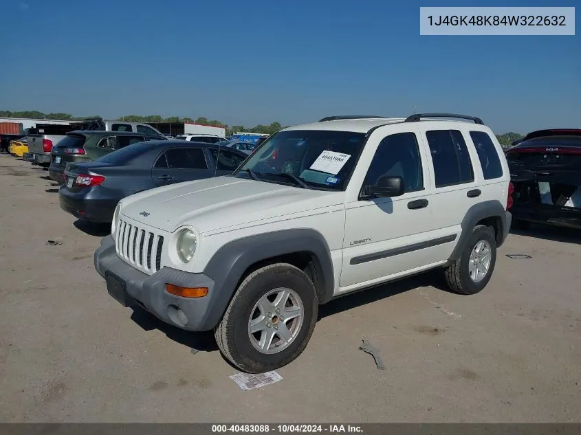 2004 Jeep Liberty Sport VIN: 1J4GK48K84W322632 Lot: 40483088