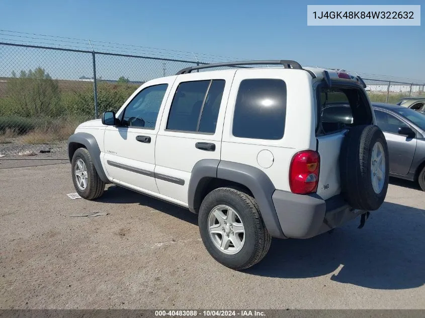 2004 Jeep Liberty Sport VIN: 1J4GK48K84W322632 Lot: 40483088