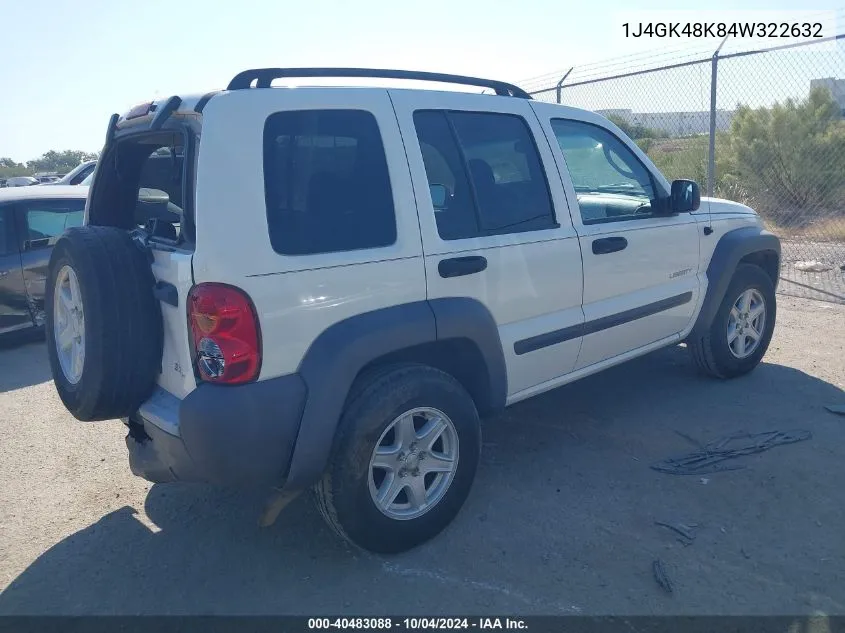 2004 Jeep Liberty Sport VIN: 1J4GK48K84W322632 Lot: 40483088